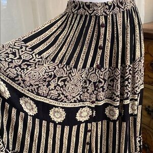Black and White Embellished Pleated Maxi Skirt